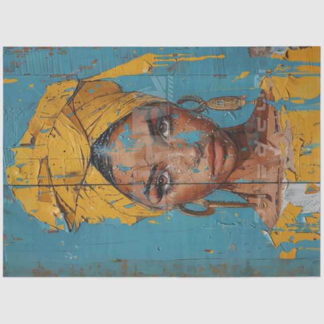 Papel De Seda Decoupage Abstrato pintura de chá afro-americano (Frente )