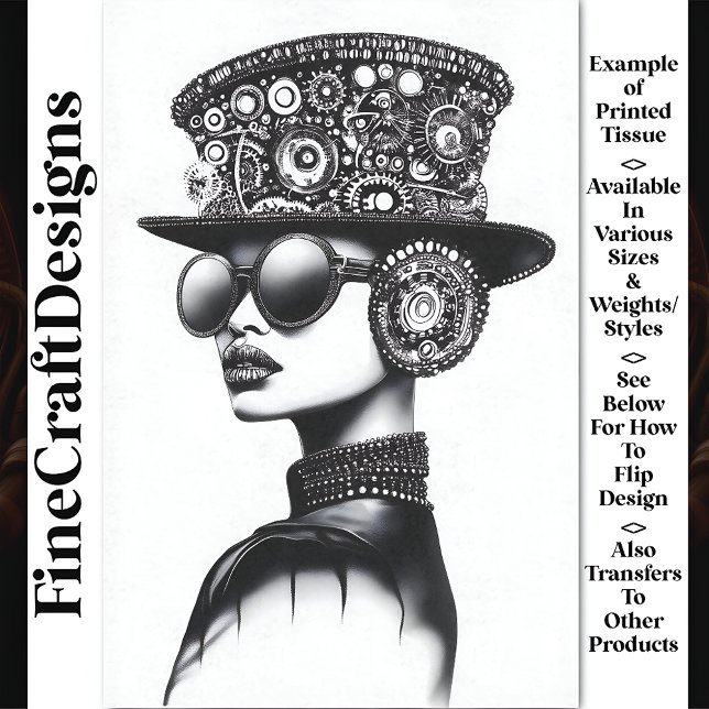 Papel De Seda Decoupage AC7 da Mulher Steampunk Chic Atrativa (Criador carregado)