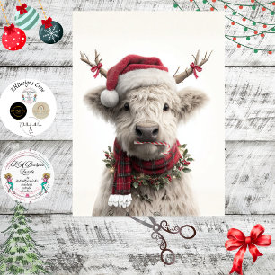 Papel De Seda Decoupage Antílope Branco de Highland com Cana de