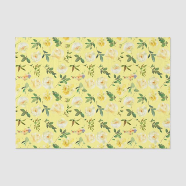 Papel de Seda Decoupage Aquarela Rosas Amarelas (Frente )