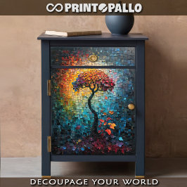Papel De Seda Decoupage - Árvore sonhadora em azulejos de cerâmi