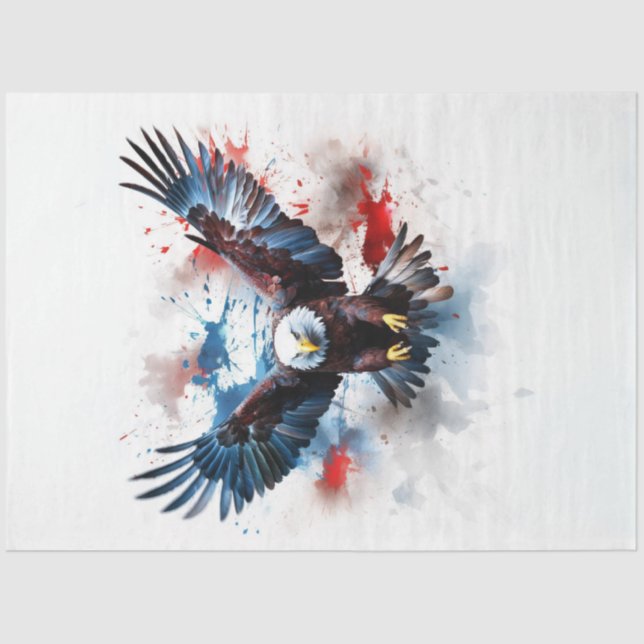 Papel De Seda Decoupage Azul Branco Vermelho Eagle (Frente )