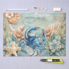 Papel De Seda Decoupage Azul Pastel Praiano de Caranguejo e Conc