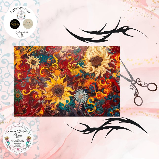 Papel De Seda Decoupage Background Swirling Sunflower Abstract  (Criador carregado)
