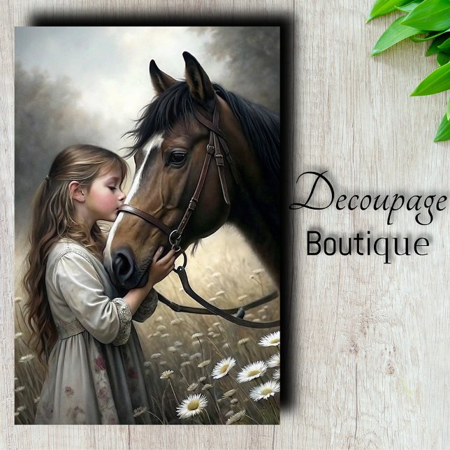 Papel De Seda Decoupage Beijo de Cavalo (Horse Kiss Decoupage Tissue Paper)