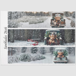 Papel De Seda Decoupage Bezerros Highland Inverno Serra de Mão C