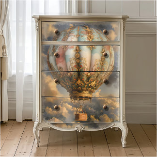 Papel De Seda Decoupage Boho Decorado Balão de Ar Quente Vintage
