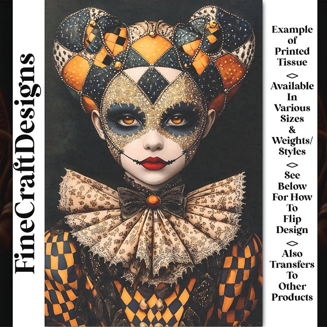 Papel De Seda Decoupage Bold Harlequin Mask Face Paint BU2 do ri (Criador carregado)