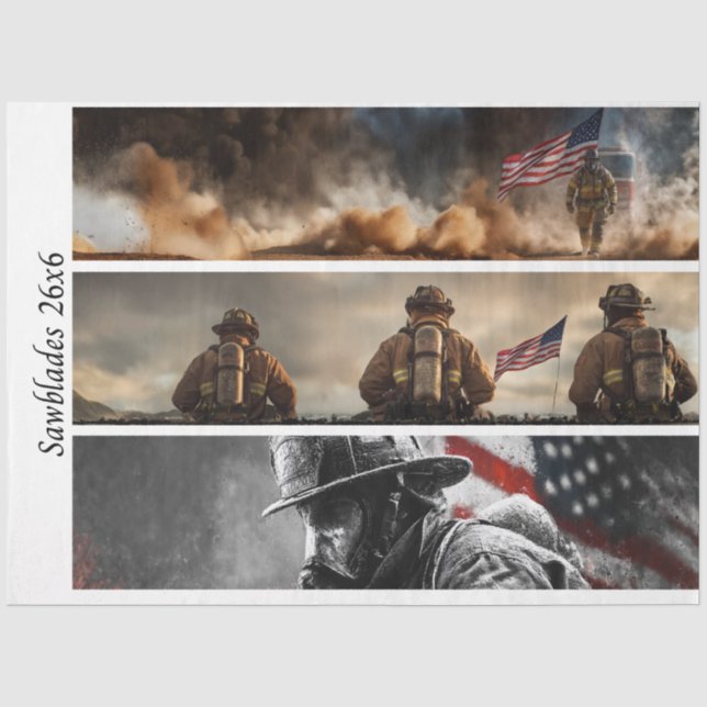 Papel De Seda Decoupage Bombeiros Orgulhosos Bandeira Americana  (Frente )