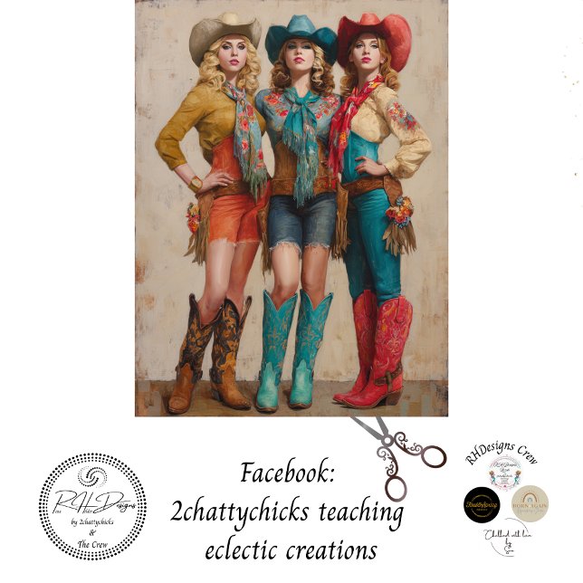 Papel De Seda Decoupage Boot-Scootin Western Cowgirls (Criador carregado)