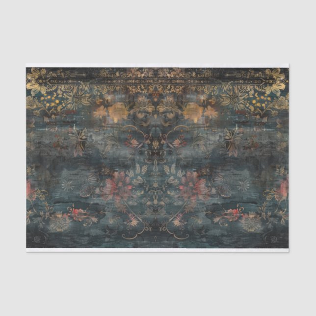 Papel De Seda Decoupage Botânica Escura e Antecipada (Frente )