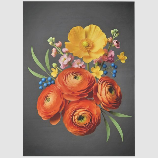 Papel De Seda Decoupage Botanical Bloom (Frente )