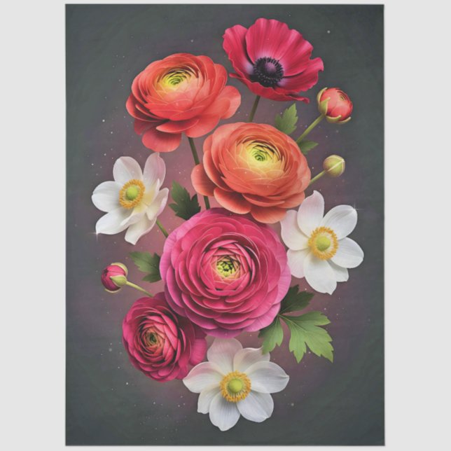 Papel De Seda Decoupage Botanical Bloom (Frente )