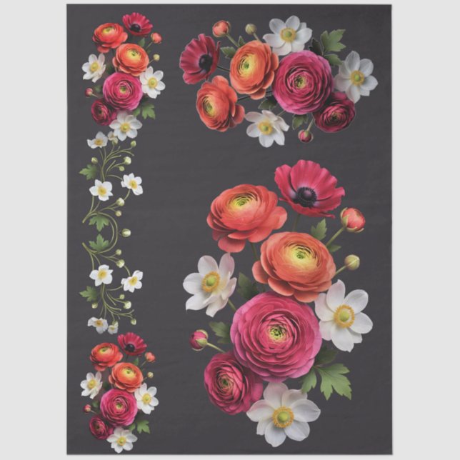 Papel De Seda Decoupage Botanical Bloom (Frente )