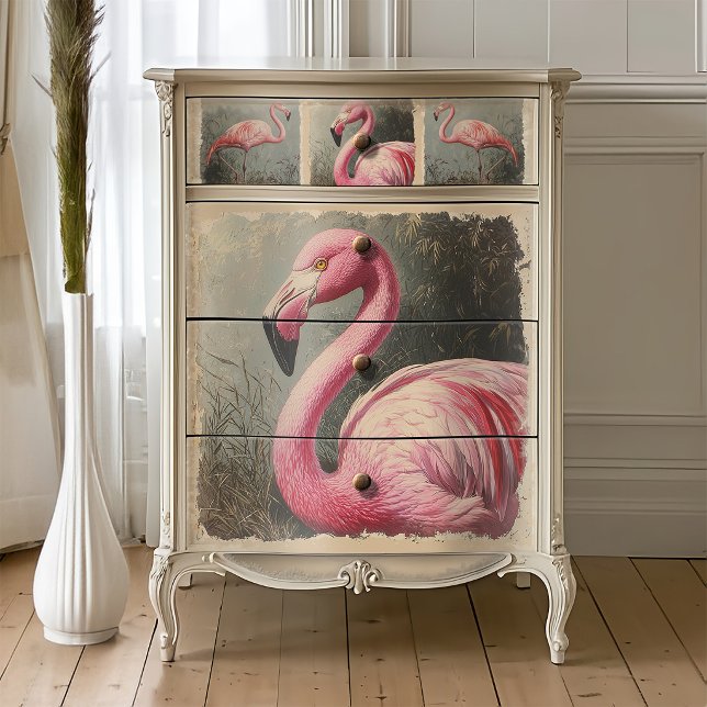 Papel De Seda Decoupage Botânico de Flamingo Antigo (Criador carregado)