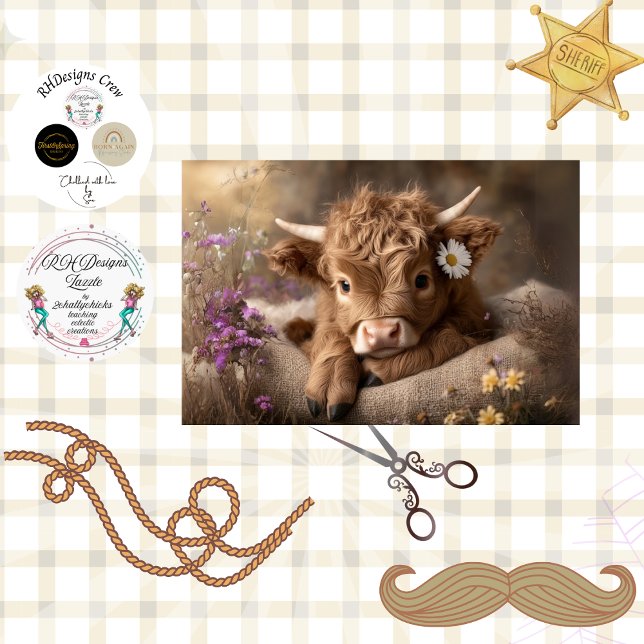 Papel De Seda Decoupage Brown Baby Highland Wildflowers (Criador carregado)