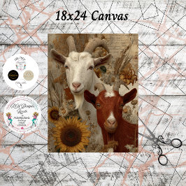 Papel De Seda Decoupage Cabra Fazenda Rústica Tela 18x24