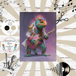 Papel De Seda Decoupage Camaleão Rockstar Pelagem Pena Funk Band