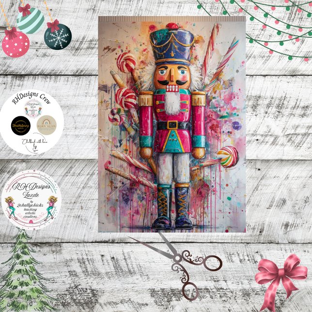 Papel De Seda Decoupage Candy Nutcracker Ted Red Jacket  (Criador carregado)