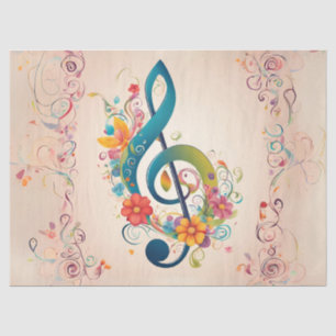 Papel De Seda Decoupage Caprichoso de Clave de Sol
