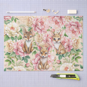 Papel De Seda Decoupage Caprichoso de Flores e Animais Vintage