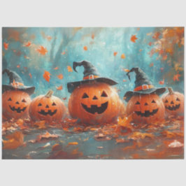 Papel De Seda Decoupage Caprichoso Família de Abóboras Jack-o-La