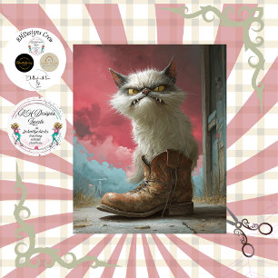 Papel De Seda Decoupage Caprichoso Gato Mal-Humorado