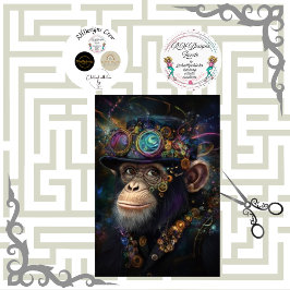 Papel De Seda Decoupage Caprichoso Macaco Steampunk Cor Vibrante