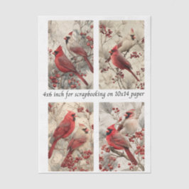 Papel De Seda Decoupage Cardinal Panels 4x6" & 4 Designs