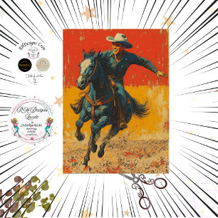 Papel De Seda Decoupage Cavaleiro Western Pôster Vintage