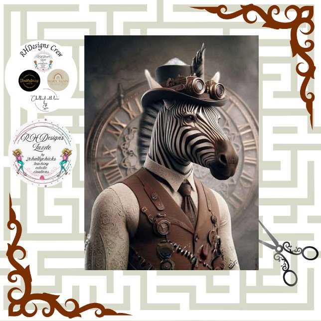 Papel De Seda Decoupage Cavalheiro Steampunk Regalia Zebra  (Criador carregado)