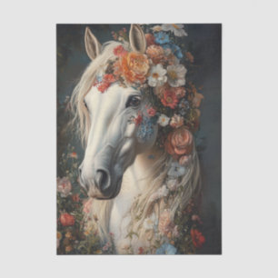 Papel De Seda Decoupage Cavalinho Vencedor Adornado com Flores C