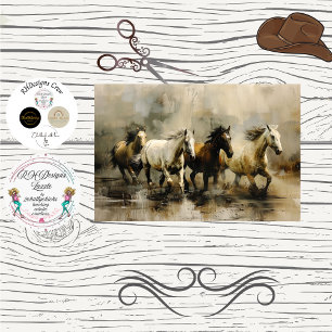 Papel De Seda Decoupage Cavalos Selvagens Pintados em Movimento
