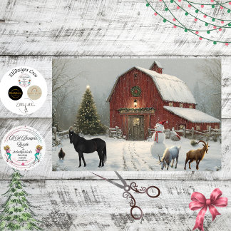 Papel De Seda Decoupage Celeiro de Inverno Natal na Fazenda de D