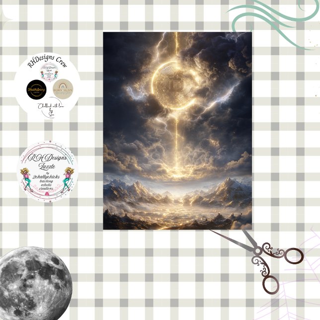 Papel De Seda Decoupage Celestial Bitcoin Mundo Crypto  (Criador carregado)