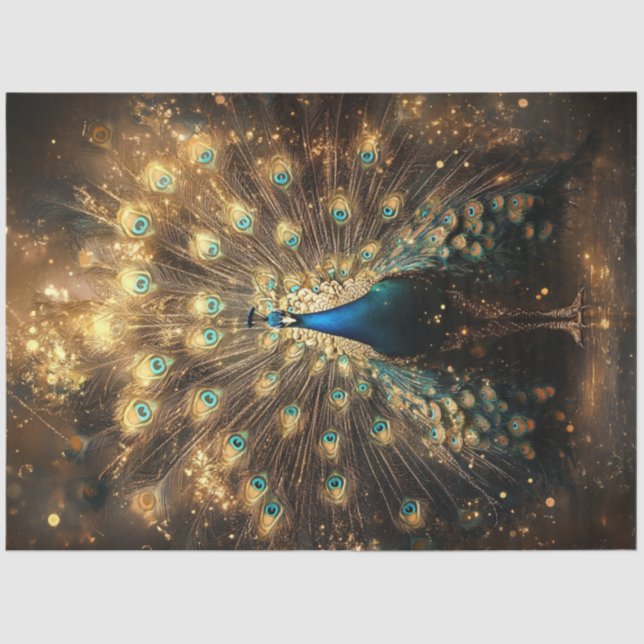 Papel De Seda Decoupage Celestial Peacock Regal Elegance (Frente )