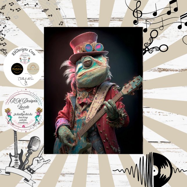 Papel De Seda Decoupage Chameleon Rock Fur Feather Funk Band (Criador carregado)