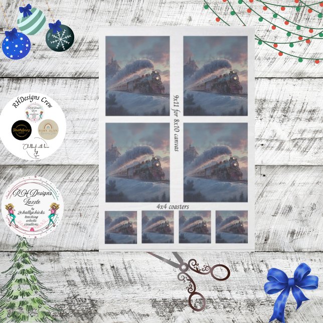 Papel De Seda Decoupage Christmas Train Winter Scene Ireland  (Criador carregado)