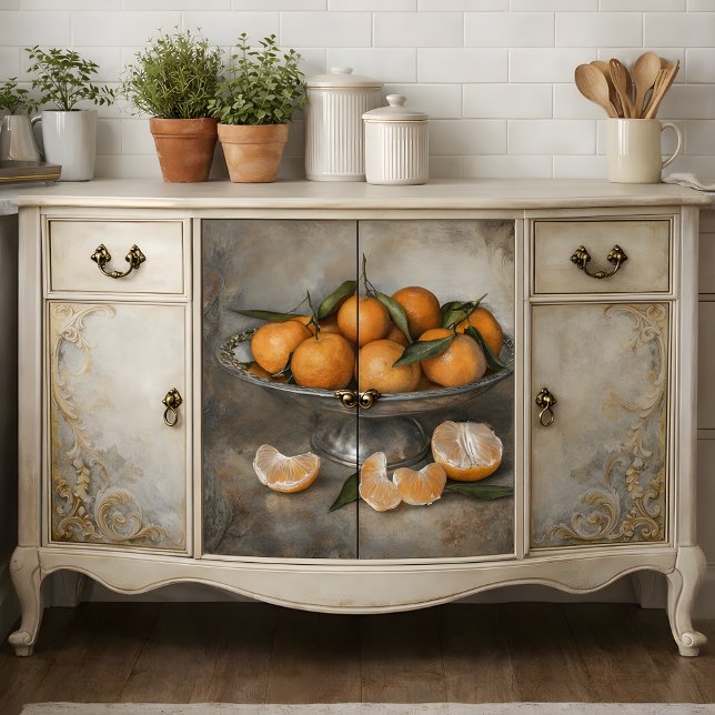 Papel De Seda Decoupage Citrus & Silver (Citrus & Silver Decoupage Tissue Paper Mockup)