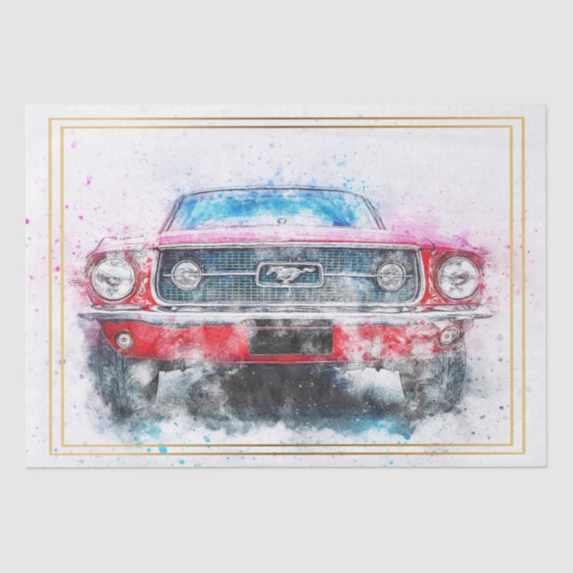 Papel De Seda Decoupage Clássica do Carro Mustang (Frente )