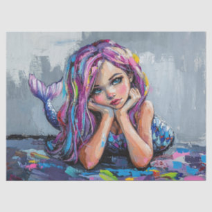 Papel De Seda Decoupage Colorida de Pintura de Óleo de Sereia