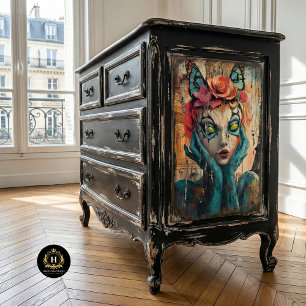 Papel De Seda Decoupage Colorido de Gárgula Gótica de Paris