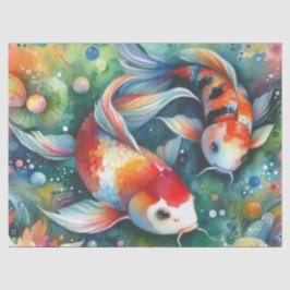 Papel De Seda Decoupage Cor Laranja Colorida de Peixe Koi