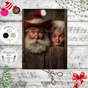 Papel De Seda Decoupage Country Papai Noel e Sra. Claus Espiando