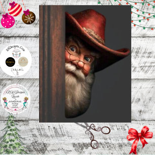 Papel De Seda Decoupage Cowboy Papai Noel Espiando Bonzinho Malv