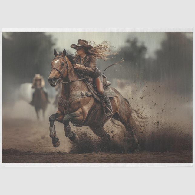 Papel De Seda Decoupage Cowgirl Rodeo Rider (Frente )