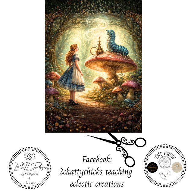 Papel De Seda Decoupage Curious Girl Mystical Caterpillar  (Criador carregado)