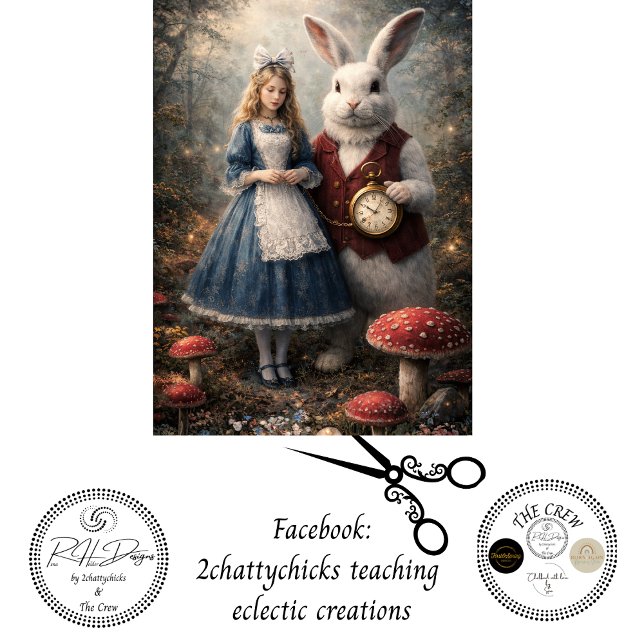 Papel De Seda  Decoupage Curious Girl White Rabbit Pocket Watch  (Criador carregado)
