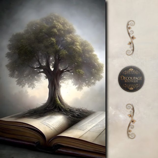 Papel De Seda Decoupage da Árvore de Conhecimento (Tree of Knowledge Book Decoupage Tissue Paper)