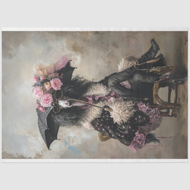 Papel De Seda Decoupage da Boêmia-Poodle Padrão (Frente )